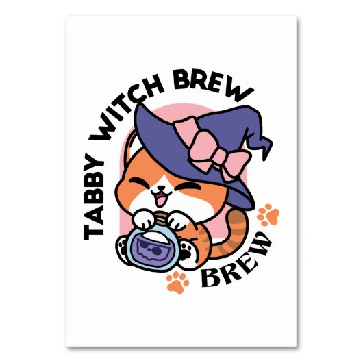 Tabby Witch Brew - Schattige Halloween Cat Design Kaart (Voorkant)