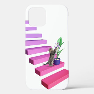 Tabbykat en Plant op trap iPhone 12 Hoesje