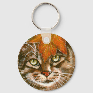 Tabbykat met lederen Sleutelhanger
