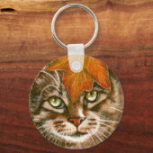 Tabbykat met lederen Sleutelhanger (Voorkant)