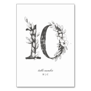 Tabel 10 Mooie Floral Sketched Wreath Wedding Kaart
