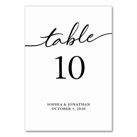 Tabel 10 Zwarte kalligrafie Aangepast huwelijk Kaart (Voorkant)