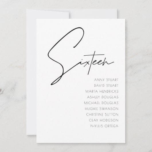 Tabel 16 sjabloon voor moderne weduwentafel kaart (Voorkant)