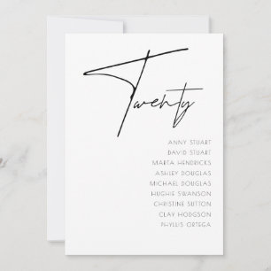 Tabel 20 Moderne sjabloon aantal bruiloft Kaart