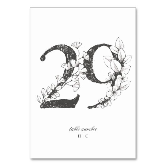 Tabel 29 Mooie Floral Sketched Wreath Wedding Kaart (Voorkant)