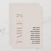 Tabel 2 Modern Bold Beige Trouwtafel Nummer Kaart (Voorkant / Achterkant)