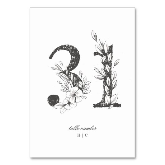 Tabel 31 Mooie Floral-sketched Wreath Wedding Kaart (Voorkant)