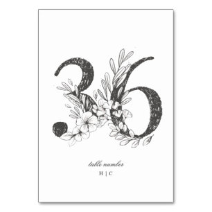 Tabel 36 Mooie Floral Sketched Wreath Wedding Kaart