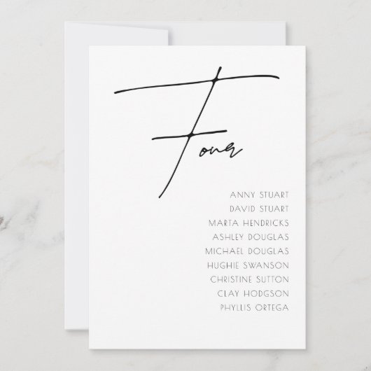 Tabel 4 Moderne sjabloon aantal bruiloft Kaart (Voorkant)