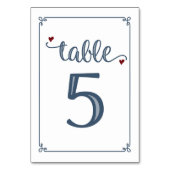 "Tabel 5" Stoffig Blauw & Donkerrood Kaart (Achterkant)