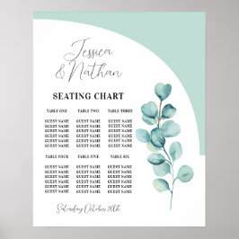 Tabel 6 Zitplaatsen Plan bruiloft Eucalyptus blade Poster