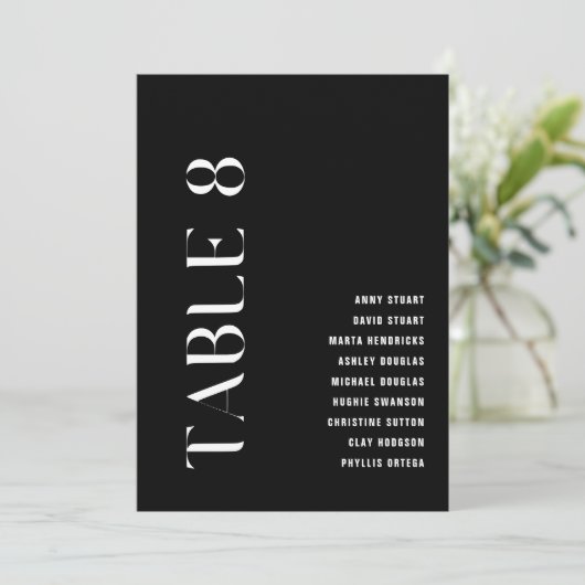 Tabel 8 Modern Bold Wedding Table Nummer Kaart (Staand voorkant)