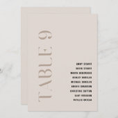 Tabel 9 Modern Bold Beige Trouwtafel Nummer Kaart (Voorkant / Achterkant)