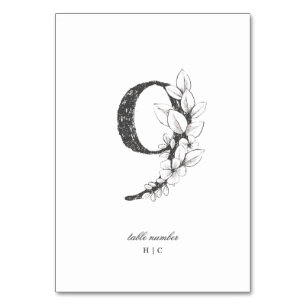 Tabel 9 Mooie Floral Sketched Wreath Wedding Kaart