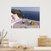 Tabel bij Santorini Poster (Keuken)