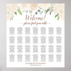 Tabel Champagne Blush Boho Floral Seating Chart Poster
