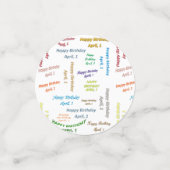 Tabel Confetti april, 1 verjaardag (Kleine voorkant)