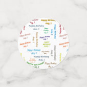 Tabel Confetti augustus, 1 verjaardag (Kleine voorkant)