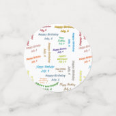 Tabel Confetti juli, 4 verjaardag (Kleine voorkant)