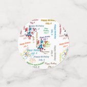 Tabel Confetti juli, 4 verjaardag (Kleine voorkant)