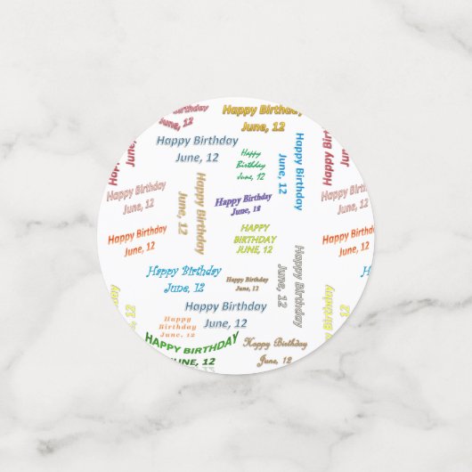 Tabel Confetti juni, 12 oktober (Kleine voorkant)