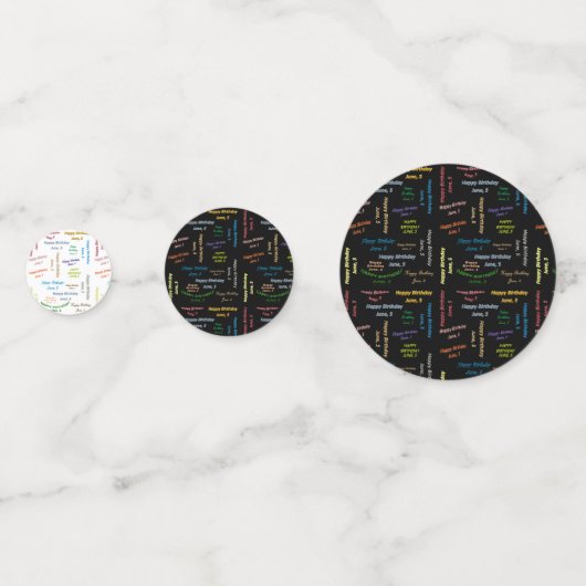 Tabel Confetti Juni, 5 Geboortedag (Voorkanten)