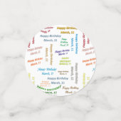 Tabel Confetti maart, 11 verjaardag (Kleine voorkant)