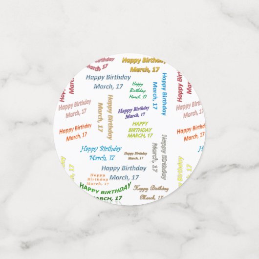 Tabel Confetti maart, 17 februari (Kleine voorkant)