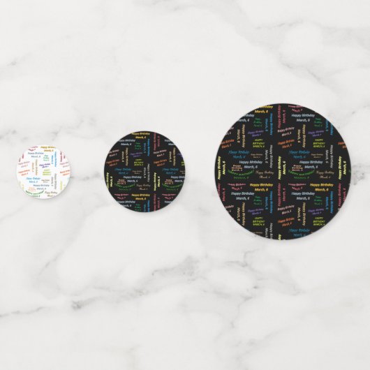 Tabel Confetti maart, 6 zondag (Voorkanten)