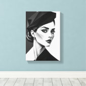 Tabel Deco (Beeltenis: Vrouw Chic ) Canvas Afdruk (Insitu (Houten vloer))