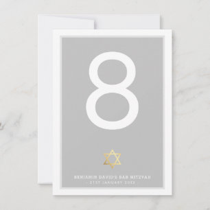 TABEL NUMBERS Bar Mitzvah ster van david grijs Kaart