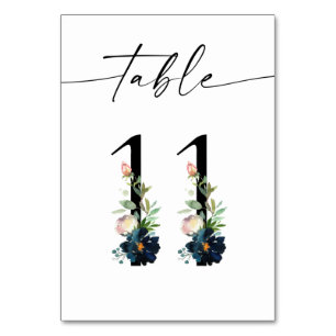 Tabel nummer 11 van Navy, Dusty Blue en Roze Flora Kaart