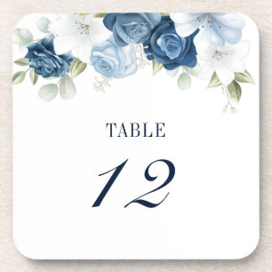 Tabel nummer 12 van de Floral Dusty Blue Seating Bier Onderzetter