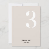 Tabel Nummer 3 Vet Beige Trouwtafel Nummer Kaart (Voorkant)