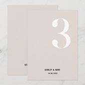Tabel Nummer 3 Vet Beige Trouwtafel Nummer Kaart (Voorkant / Achterkant)