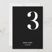 Tabel Nummer 3 Vet Zwart Trouwtafel Nummer Kaart (Voorkant)