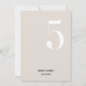 Tabel nummer 5 Vet Beige Trouwtafel nummer Kaart (Achterkant)