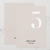 Tabel nummer 5 Vet Beige Trouwtafel nummer Kaart (Voorkant / Achterkant)
