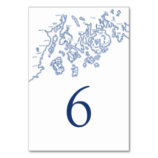 Tabel nummer 6 met Penobscot Bay-kaart Kaart