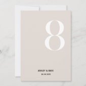 Tabel Nummer 8 Vet Beige Trouwtafel Nummer Kaart (Voorkant)