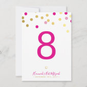 TABEL NUMMER Bat Mitswa glamconfetti goud roze Kaart (Achterkant)