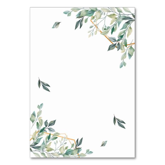 Tabel Nummer groene en gouden bladtafel Kaart (Achterkant)