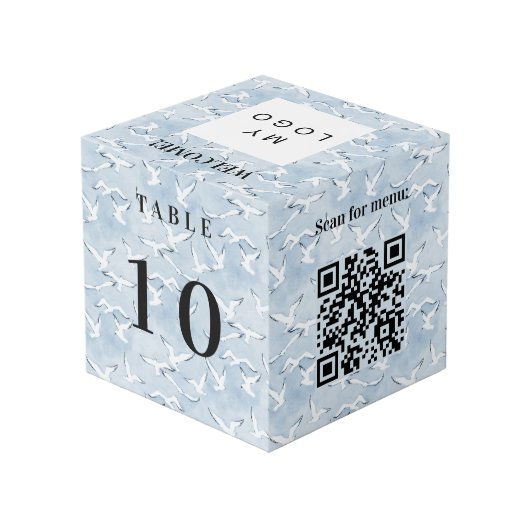 Tabel nummer QR code menu business logo seaside Kubus (Achter hoekig)