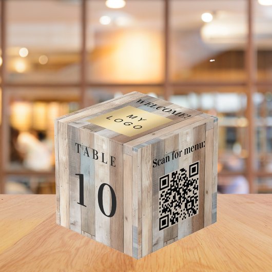 Tabel nummer QR code menu driftwood business logo Kubus