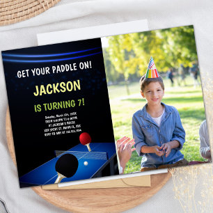 Tabel Ping Pong Birthday-uitnodigingen met foto Kaart
