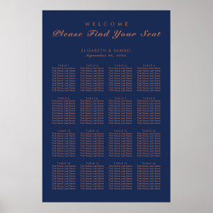 Tabel plan Navy Blue Copper Trees Avenue Poster