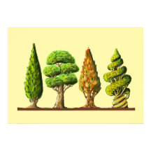 tabel van drie gesculptuurde bomen digitaal dessin