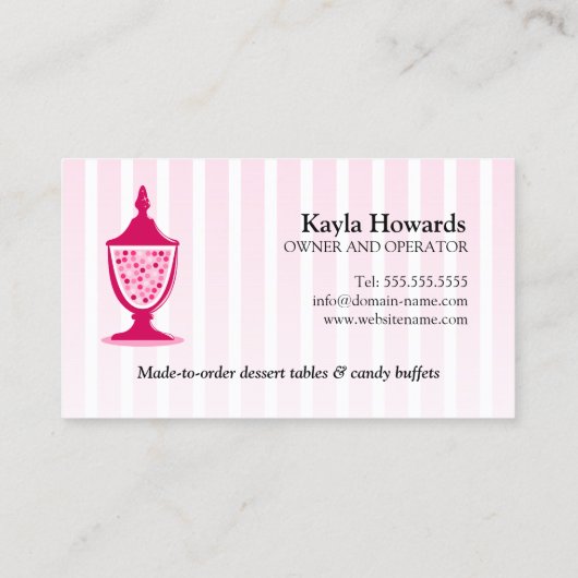 Tabellen met snoep Buffet en dessert Visitekaartje (Achterkant)