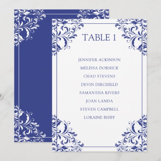 Tabellijstkaart Nadine-Zitkast | Royal Blue Kaart (Voorkant / Achterkant)