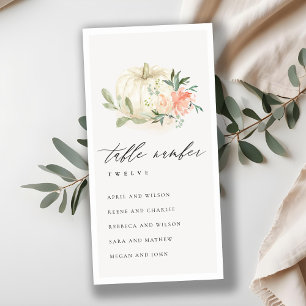 Tabelnummer blush Floral Pumpkin-zeefkaart Bedankkaart